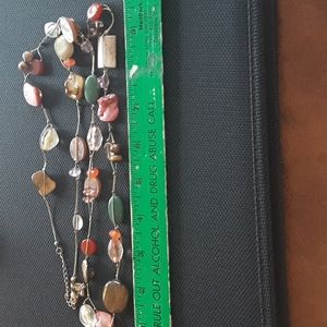 Lia Sophia gold tone precious stone necklace